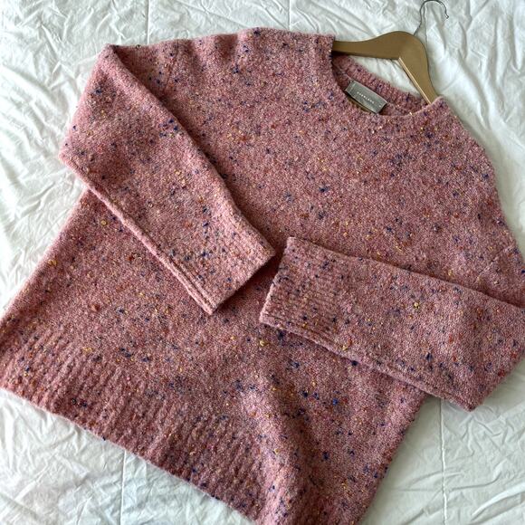 Everlane Pink Confetti Crewneck Sweater Merino Wool Size M - Picture 1 of 8